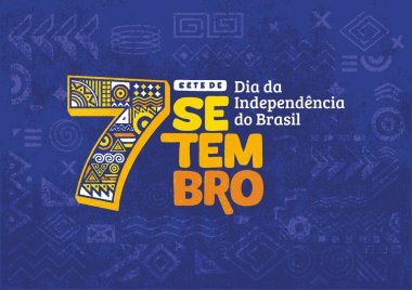 Brezilya 'nın Bağımsızlık Günü posteri, arka plan, broşür ve el çizimi geometrik şekil grunge dokusuyla sosyal medya paylaşımı. Sete de Setembro, Dia da Independncia do Brasil.