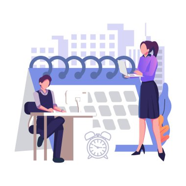 Küçük insanlar tablette çevrimiçi program yapar.