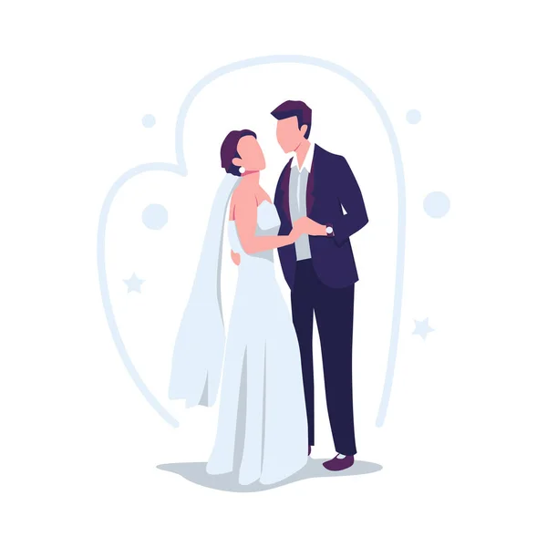 Mariage Couple Illustration Plat Vecteur Conception — Image vectorielle