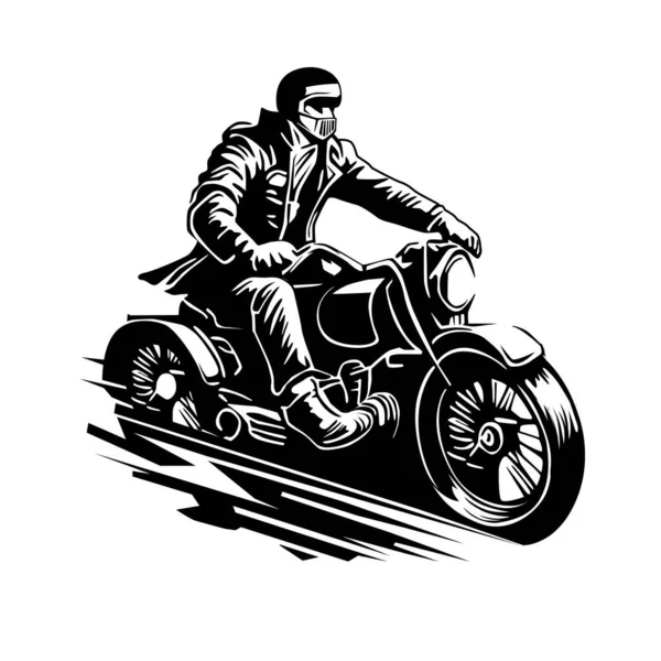 Uomo Guida Cooper Moto Vettore Illustrazione Design — Vettoriale Stock