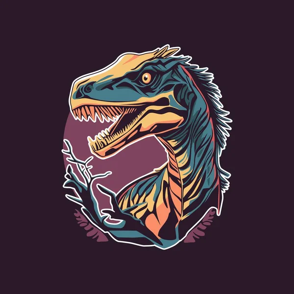 Gambar Velociraptor Untuk Desain Kaos - Stok Vektor