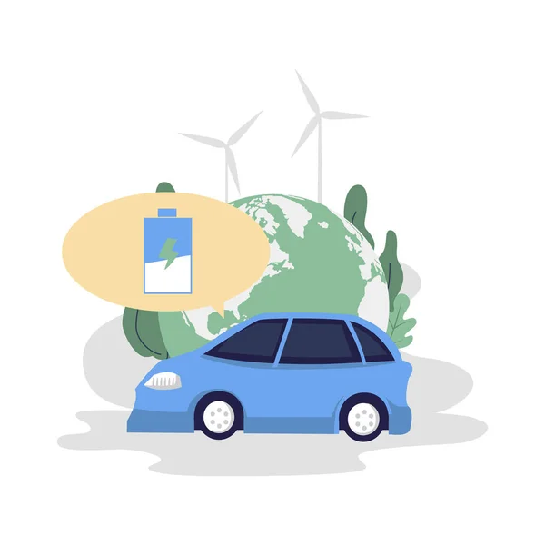 Umweltfreundliches Auto Flachen Stil Illustration Vektor Design — Stockvektor