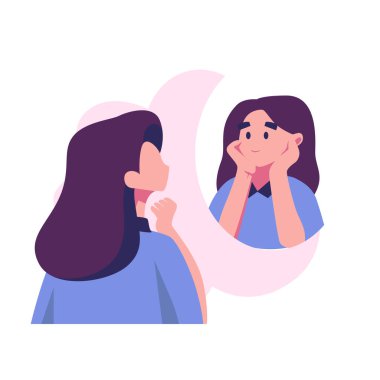 benlik yansıması düz biçim illüstrasyon vektör tasarımı