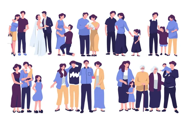 Wachsendes Familienleben Inszeniert Konzept Flachen Stil Illustration — Stockvektor