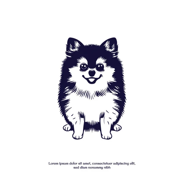 Pomeranian Pies Ilustracja Słodkie Kawaii Wektor Projekt — Wektor stockowy