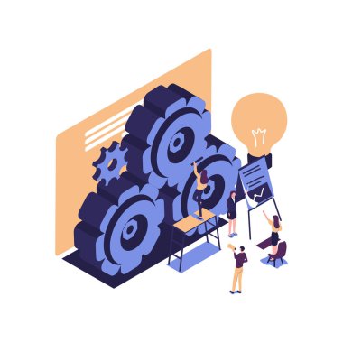 Şirket, kolon grafiklerinin ortak inşası, başarıya giden kariyerin yükselişi, düz renk simgeleri, iş analizi ile meşgul.