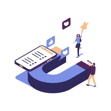 Büyük bir mıknatıs Vektör illüstrasyon seviyor, iyi değerlendirmeleri, derecelendirme çekiyor