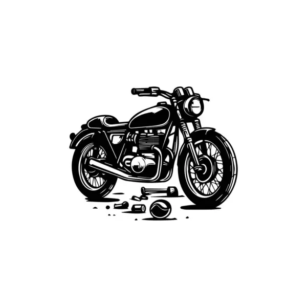 Klassisk Motorcykel Svart Och Vitt Vektor Illustration Design — Stock vektor
