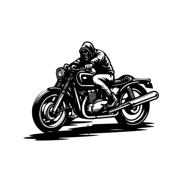 经典摩托车的黑白矢量图解设计 — 图库矢量图片