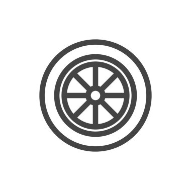 Araba tekerleği taslak ikon pikseli mükemmel. Web ve mobil uygulama vektör tasarımı için simge