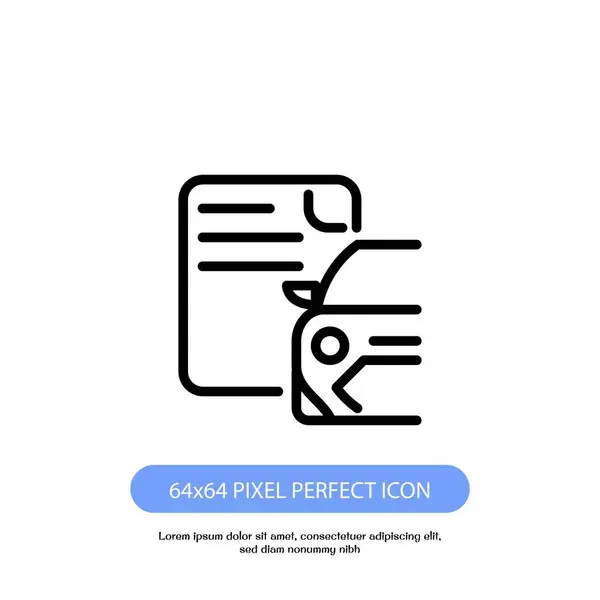 Documento Coche Esquema Icono Píxel Perfecto Para Web Aplicación Móvil — Vector de stock