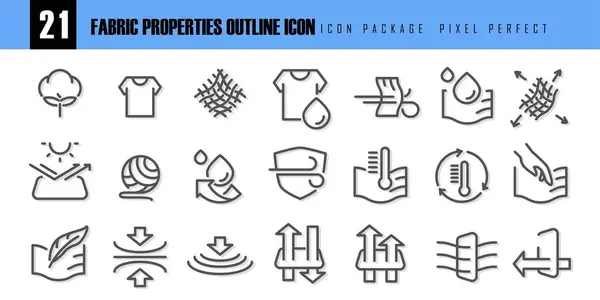 Fabric Properties Outline Icon Pixel Perfect Set Vector Icon Related — Stock Vector
