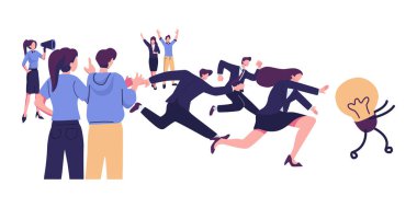 İnsanlar fikri yakalayıp bulmaya çalışıyor, düz vektör çizimi metaforu bulmaya çalışıyorlar.