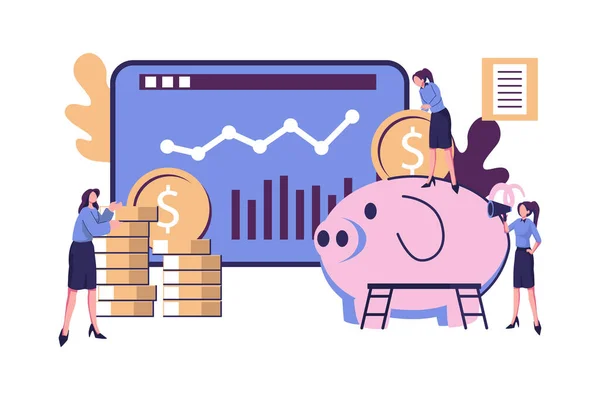 Financiële Diensten Online Sparen Accumulatie Van Geld Flat Style Illustration — Stockvector