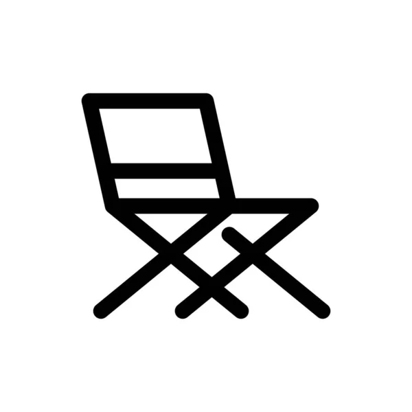 折るキャンプの椅子の輪郭のアイコン ピクセルはウェブサイトかモバイル アプリのために完全 — ストックベクタ