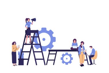 iş akışı, merdiven hedefe ulaşma konsepti, iş geliştirme düz vektör illüstrasyonu