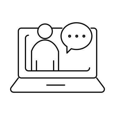 Web sitesi veya mobil uygulama için çevrimiçi yardım ince taslak simgesi