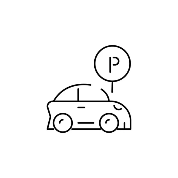 Parkoló Terület Vázlat Vékony Ikon Egyensúly Szimbólum Webes Mobil Alkalmazás — Stock Vector