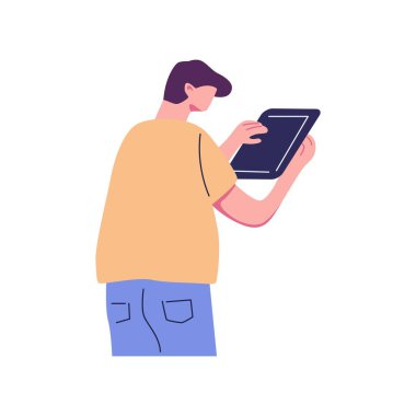 Tablet tutan insanlar düz illüzyon