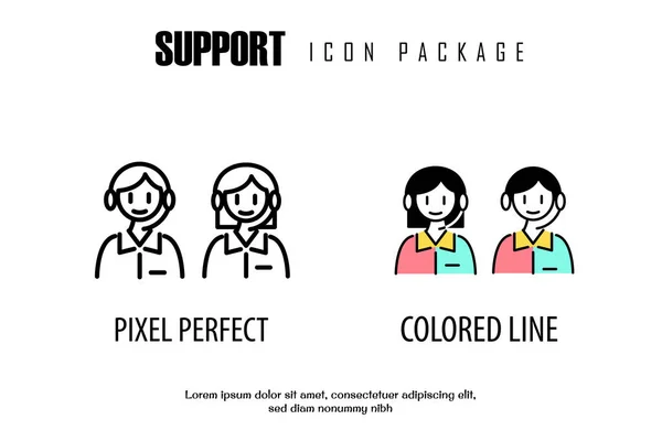 Ícone Contorno Suporte Pixel Design Vetor Estilo Diferente Perfeito —  Vetores de Stock
