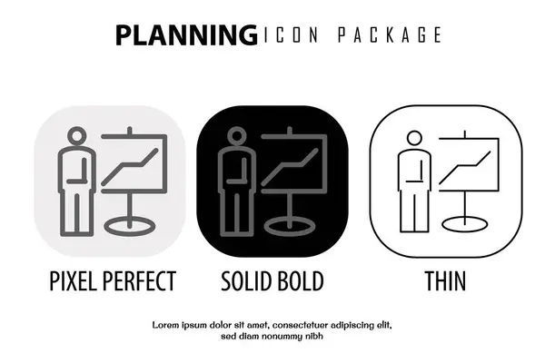 Icono Esquema Planificación Píxeles Diseño Vectores Estilo Diferente Perfecto — Vector de stock