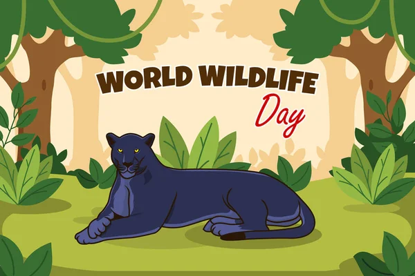 World Wildlife Day Flat Vector Background Design — Stock Vector