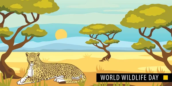 世界の野生生物の日フラットベクターの背景デザイン — ストックベクタ