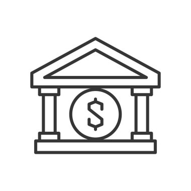 kamusal banka binası ana hatları simgesi piksel web sitesi ya da mobil uygulama için mükemmel