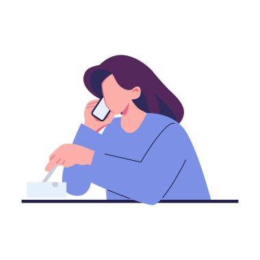 Sigara içen kadınlar düz stil illüstrasyon vektör tasarımı yapıyor