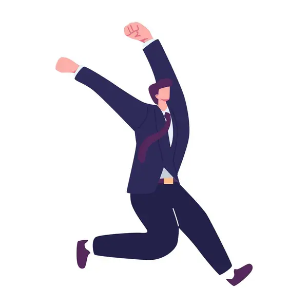 Businessman Running Poses Flat Illustration — Stock Vector