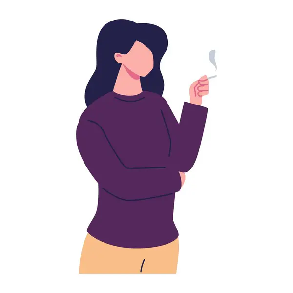 Kobiety Palenie Stanowią Płaski Styl Ilustracja Wektor Projekt — Wektor stockowy