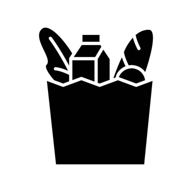 bakkaliye katı siyah simge ince çizgiler vektör tasarımı web sitesi ve mobil uygulama için iyi