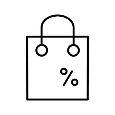 Alışveriş çantası indirimi ana hatları simgesi İnce çizgiler vektör tasarımı Web sitesi ve mobil uygulama için iyi