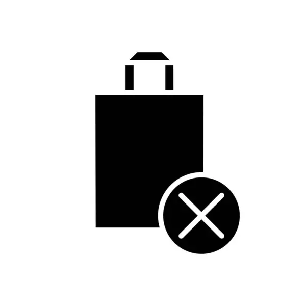 Shoping Τσάντα Σταυρό Στερεό Μαύρο Εικονίδιο Λεπτές Γραμμές Διάνυσμα Σχεδιασμό — Διανυσματικό Αρχείο