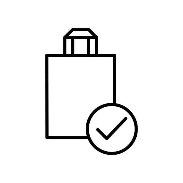 Shoping Bag Checkmark Overzicht Pictogram Dunne Lijnen Vector Ontwerp Goed — Stockvector