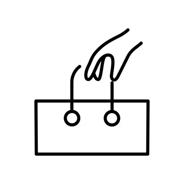 Χέρι Κρατώντας Shoping Τσάντα Περίγραμμα Εικονίδιο Λεπτές Γραμμές Διάνυσμα Σχεδιασμό — Διανυσματικό Αρχείο