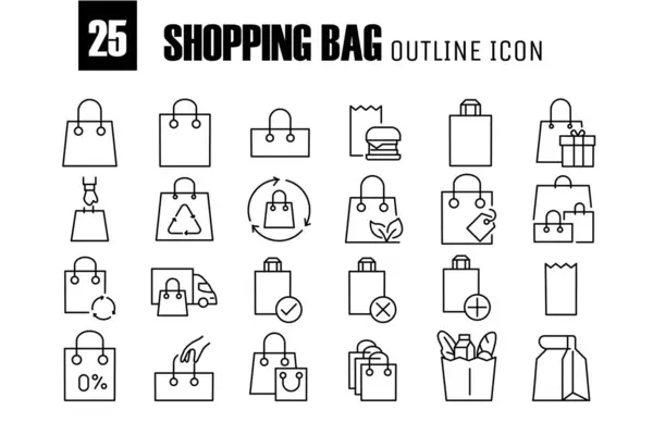 Shopping Bag Related Vector Ouline Εικόνες Εικονίδιο Διανύσματος Για Ιστοσελίδα — Διανυσματικό Αρχείο
