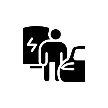 Web sitesi ve mobil uygulama için istasyon katı ikon vektör tasarımı şarj edildi