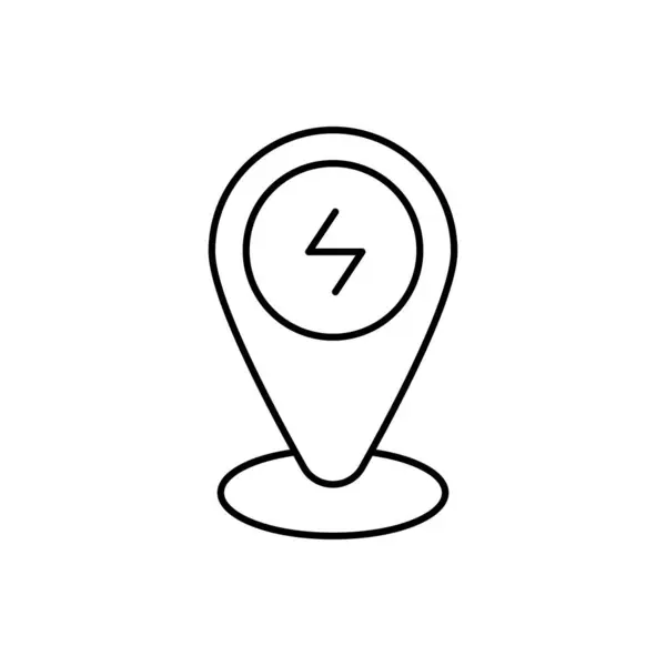 Charging Location Thin Outline Icon Vector Design Good Website Mobile — Vetor de Stock