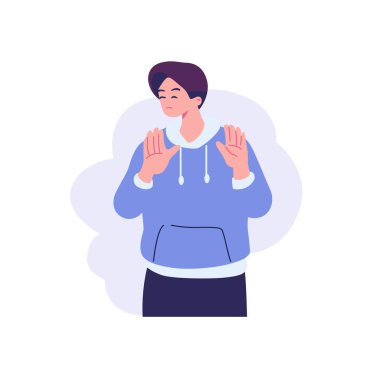 Düz stil illüstrasyon vektör tasarımını reddeden bir adamın duruşu