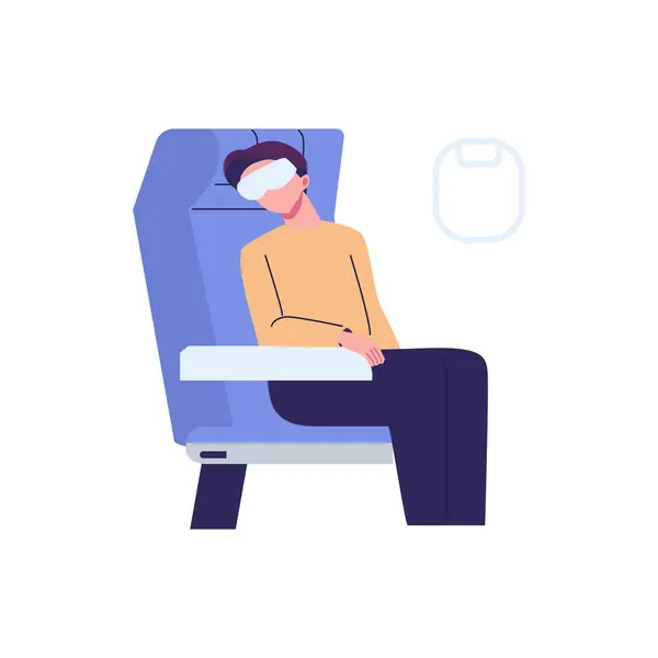 Man Sleeping Plane Flat Style Illustration Vector Design — Stock Vector