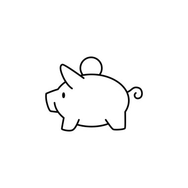 Piggy Bank ana hatları ikon ince vektör tasarımı web sitesi veya mobil uygulama için uygundur