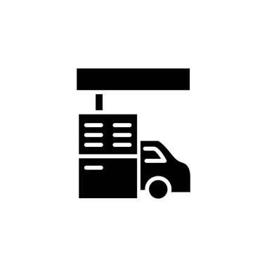 benzin istasyonu katı simge vektör tasarımı web sitesi ve mobil uygulama için iyi