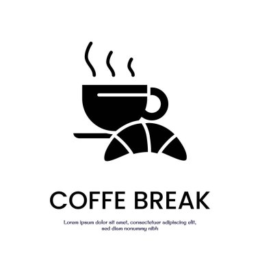 kahve molası katı simge vektör tasarımı web veya mobil uygulama için iyi