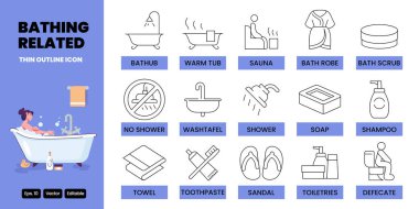 Yüzen ince dış hat ikon vektör kümesi tasarımı web ve mobil uygulama için iyi