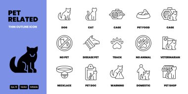 evcil hayvan hizmetleri ince taslak ikon vektör seti tasarımı web ve mobil uygulama için uygundur
