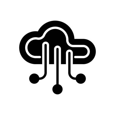 Katı simge vektör tasarımı bulut hesaplaması web ya da mobil uygulama için uygun