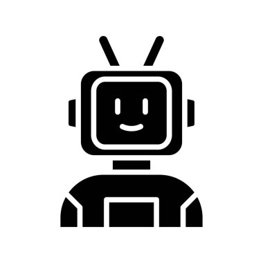 Yapay zeka katı ikon vektör tasarımı web ya da mobil uygulama için iyi