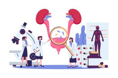 Üroloji, Nörofoloji. İdrar yolu enfeksiyonu, idrar yolu enfeksiyonu. düz biçim illüstrasyon vektör tasarımı