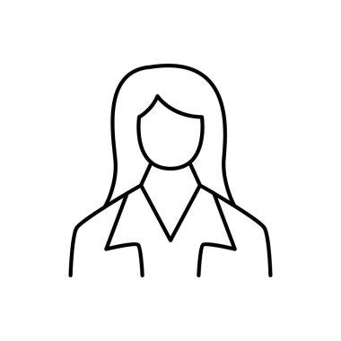 İş kadını, web ya da mobil uygulama için uygun ince ana hatlı ikon vektör tasarımına sahip